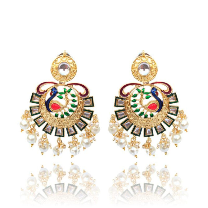 Gold-Toned Peacock Style Designer Earring