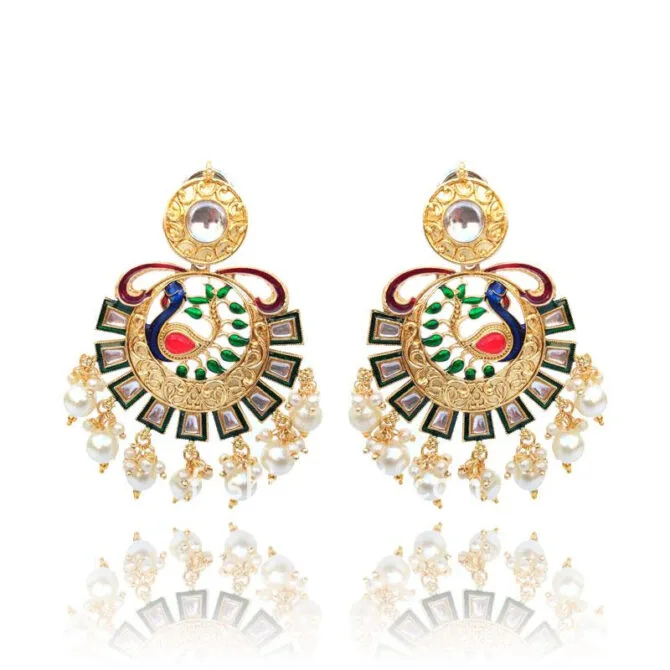 Gold-Toned Peacock Style Designer Earring