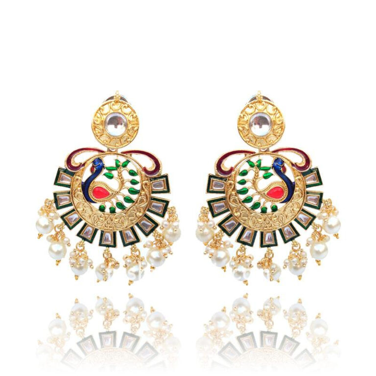 Gold-Toned Peacock Style Designer Earring