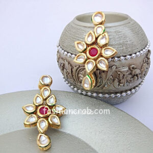 Gold-Toned Traditional Kundan Drop Earrings for Women