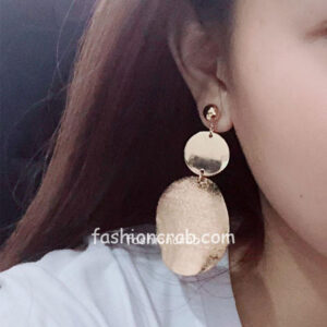 Golden Color Big Hoop Earrings Retro Long Drop Earring