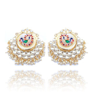 Golden Pearl Earrings with Peacock Style