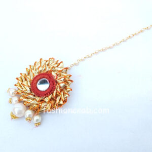 Gota Patti Earring with Maang Tikka and Ring