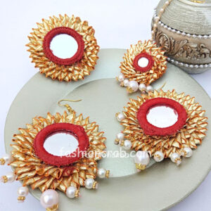 Gota Patti Earring with Maang Tikka and Ring