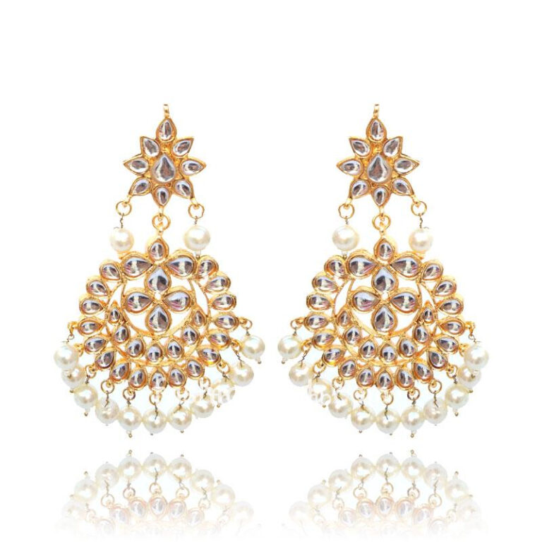High Quality Kundan Earrings with Maang Tikka