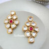 High Quality Kundan Earrings with Red Stone for Women