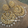 White Pearl Designer Earrings Kundan Chandbali for Shaadi