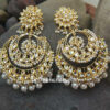 White Pearl Designer Earrings Kundan Chandbali for Women