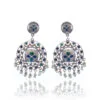 Ethnic Blue and Green Stone German Silver Drop Ghunghroo Hanging Earring Ethnic Blue and Green Stone German Silver Drop Ghunghroo Hanging Earring