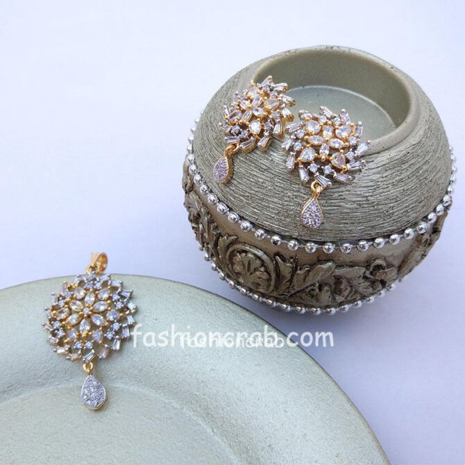 Indian Traditional American Diamond Pendant Set Indian Traditional American Diamond Pendant Set