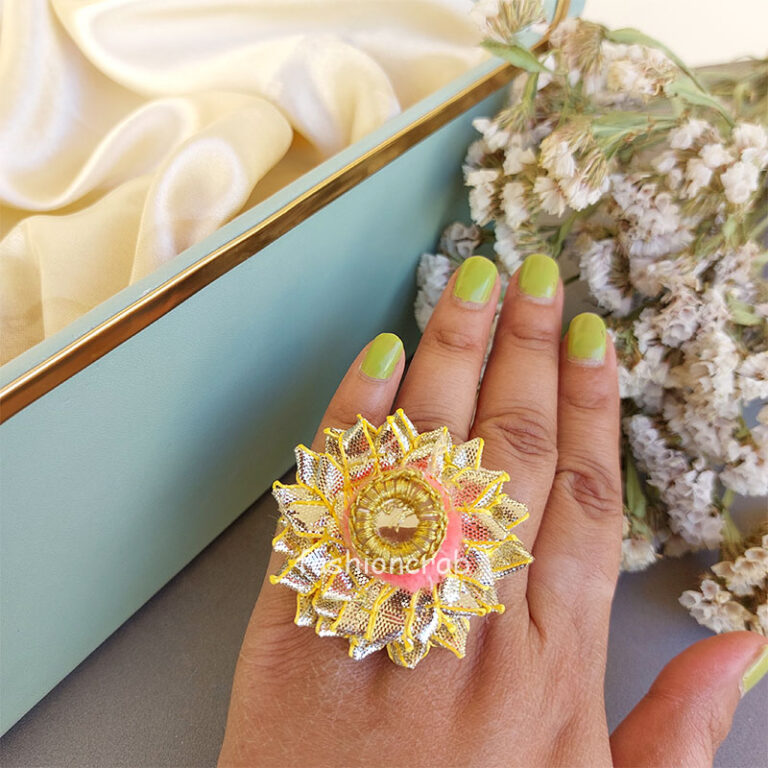 Pink Color Gota Patti Ring for Women