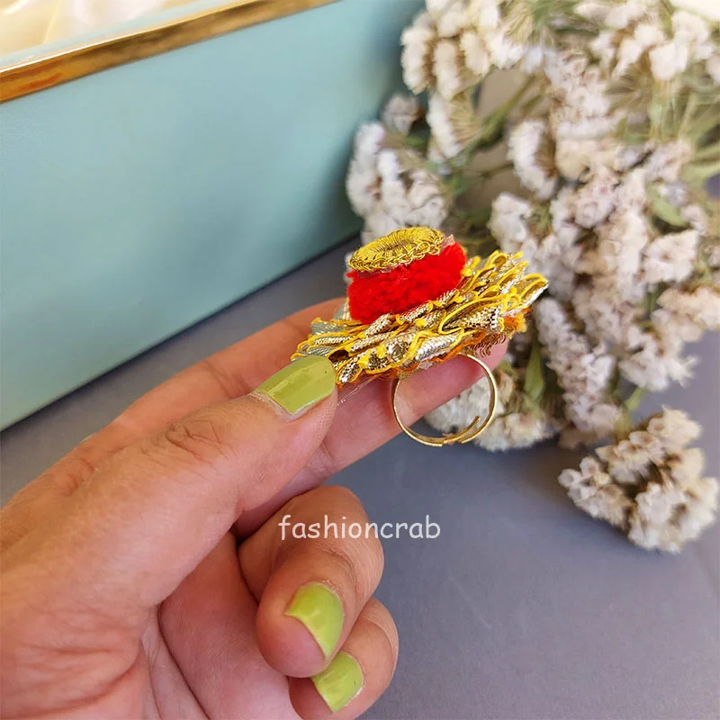 Red Color Gota Patti Ring