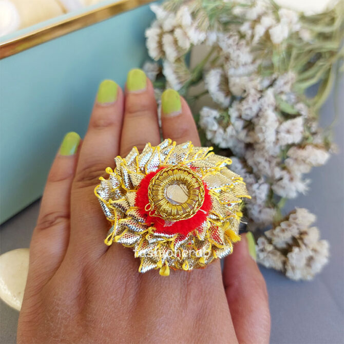 Red Color Gota Patti Ring