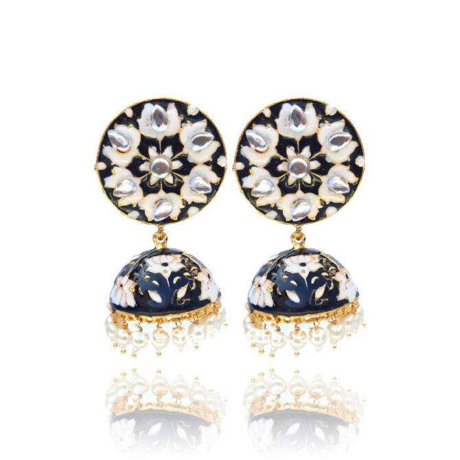 Black Meenakari Jhumka Earring for Women Black Meenakari Jhumka Earring for Women