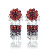 Floral Patterned Pink Orange Stone-Studded Oxidised Earring Floral Patterned Pink Orange Stone-Studded Oxidised Earring