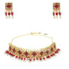 Maroon Red Pearl Choker Necklace Set for Women