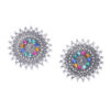 Multicolor Oxidised Silver Plated Stud Earring