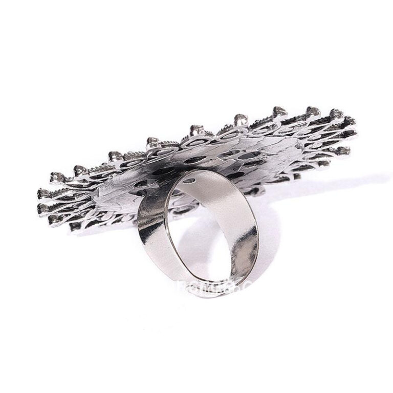 Pink Orange Oxidized Silver Finger Ring for Women