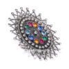 Multicolor Oxidized Silver Finger Ring for Women