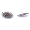 Pink Orange Crystal Oxidised Silver Plated Stud Earring