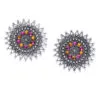 Pink Orange Crystal Oxidised Silver Plated Stud Earring Pink Orange Crystal Oxidised Silver Plated Stud Earring