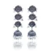 Three Layer Oxidized Silver Jhumka Earring