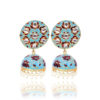 Traditional Blue Red Meenakari Jhumka Earring for Women