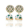 White Green Meenakari Kundan Work Traditional Earring