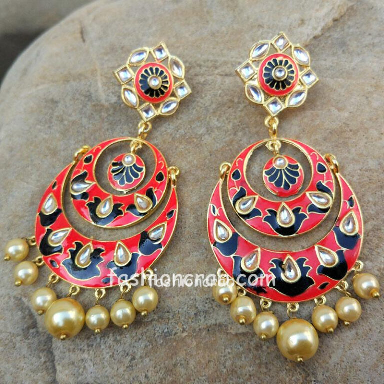 Black Cherry Color Indian Meenakari Earring
