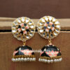 Floral Hand Painted Black Meenakari Jhumka for Women
