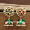 Floral Hand Painted Green Meenakari Jhumka for Women