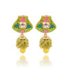 Pink Green Meena Pacchi Yellow Earring