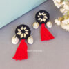 Red Black Mirrow Work Earrings