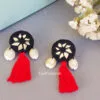 Red Black Mirrow Work Earrings-02 Red Black Mirrow Work Earrings