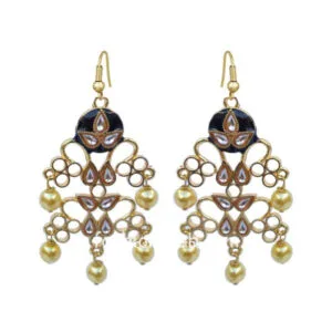 Black Meenakari Pearl Earrings