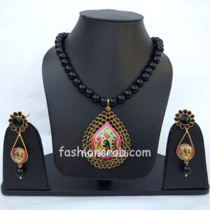 Black Necklace Set for Saree