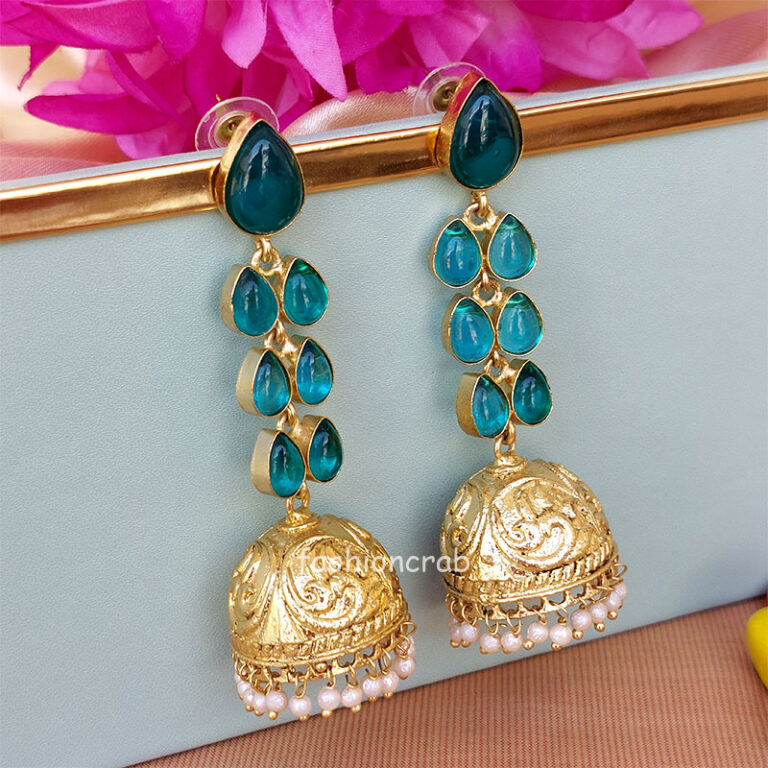 Blue Stone Long Drop Wedding Earring