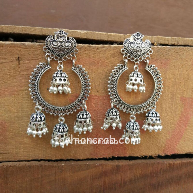 Charming Oxidised Silver Classic Earring for Festivals Charming Oxidised Silver Classic Earring for Festivals