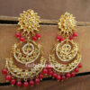 Gorgeous Maroon Pearl Kundan Chandbali Earring