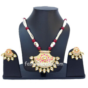 Hand Painted White Kundan Necklace Set