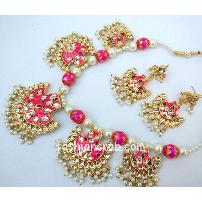 Pink Pearl Necklace Set for Women