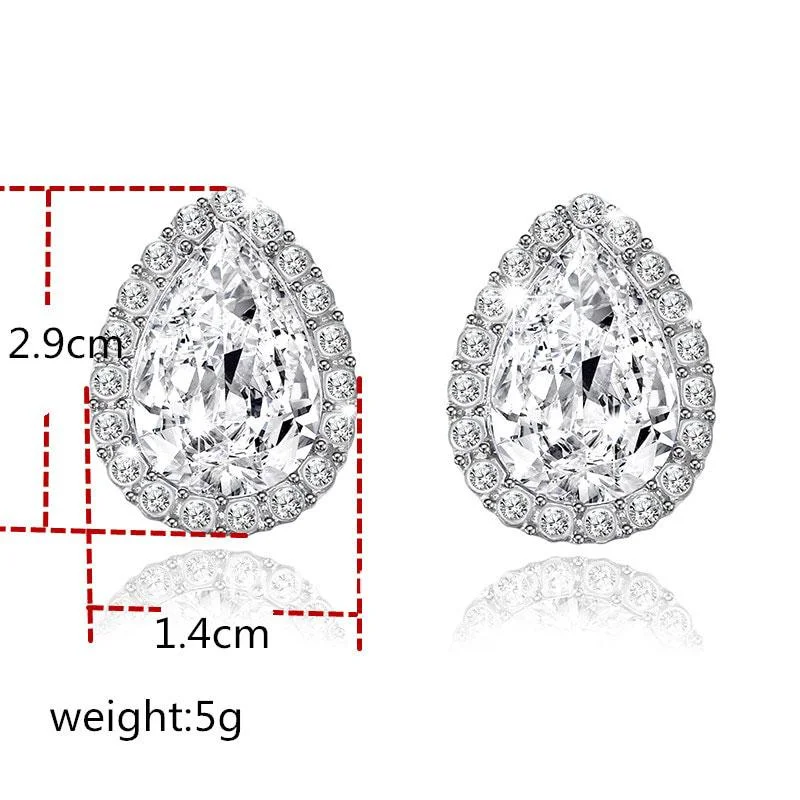 Cubic Zircon Crystal Stud Earring