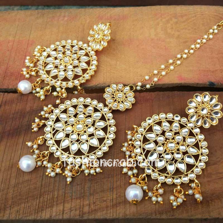 Designer Kundan Maang Tikka with Earring