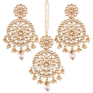 Designer Kundan Maang Tikka with Earring