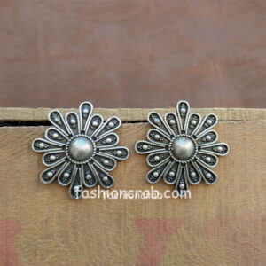 Floral Oxidised Studs