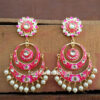 Pink Meenakari Chandbali Earrings