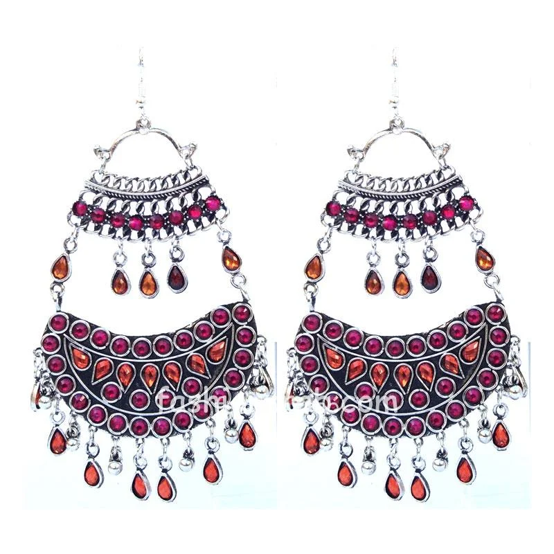 Pink Orange Oxidized Earrings for Women