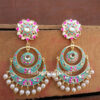 Sea Green Meenakari Chandbali Earring
