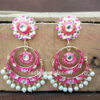 Dark Pink Meenakari Chandbali Earring