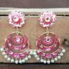 Dark Pink Meenakari Chandbali Earring